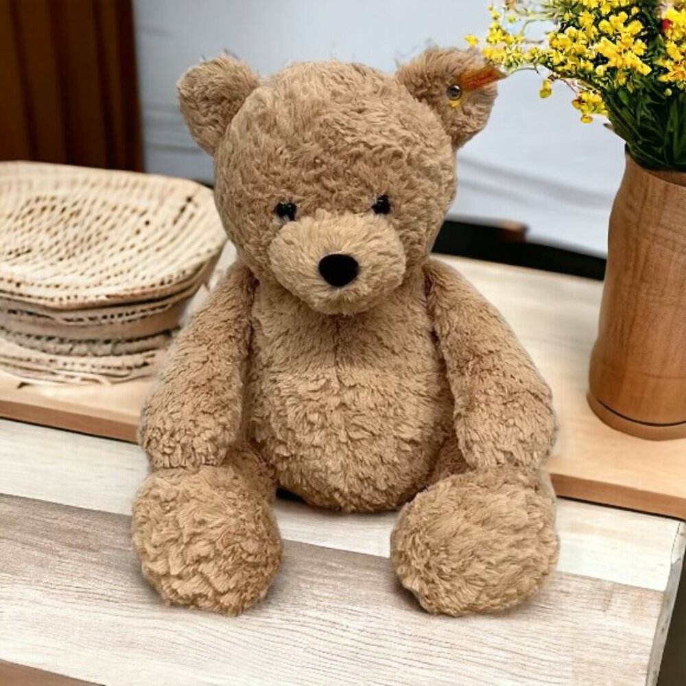 Steiff Teddy Bear Jimmy Teddybar 17" Plush Tan w/ Yellow Ear Tag/Button #113512